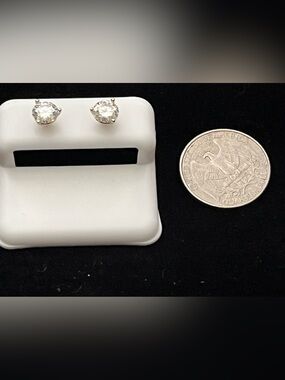 2 CTW Round Moissanite Stud Earrings | Screw Back Solitaire Studs